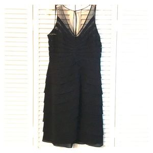 Black structured and sheer bodycon evening dress